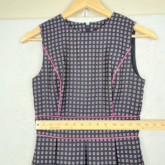 NWT J. Crew Navy Pink Pleated Full-skirt Jacquard Dress 00 Classy Career Retro - Picture 13 of 14